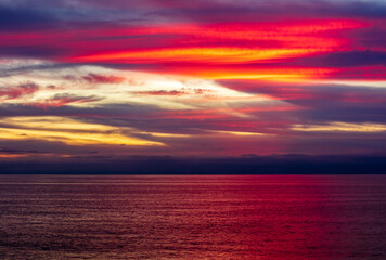 Fototapeta na wymiar Sunset at the Del Mar beach, San Diego, California