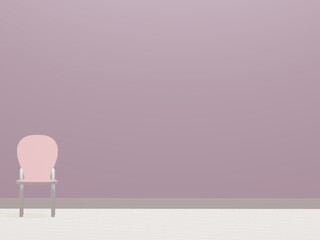 ピンクの一脚の椅子と青緑の壁の部屋。バーチャル空間背景、コピースペースの3dレンダリング © Tomona