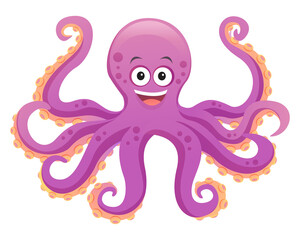 Cute octopus cartoon illustration isolated on white background © YG Studio