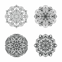 SET Vector round abstract circle. Mandala style.