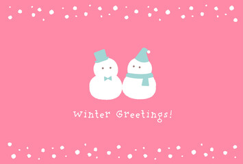 かわいいシンプルな雪だるまのイラストのポストカード
