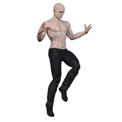 Fototapeta premium Urban Fantasy Caucasian Man with Long Hair 3D Rendering 3D Illustration 