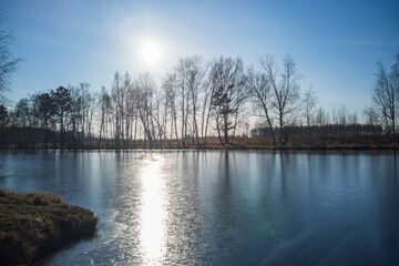 frozen river autumn siberian landscape
