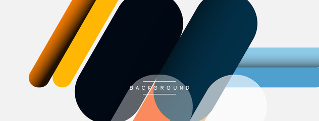 Abstract background. Round shapes, lines compositions on grey backdrop. Vector illustration for wallpaper banner background or landing page