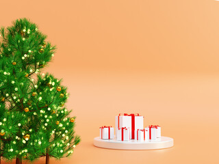 Winter merry Christmas banner of geometric 3d podium for a product advertising image for mockup
