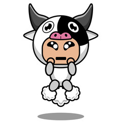 vector cartoon character cute cow fart rocket animal mascot costume