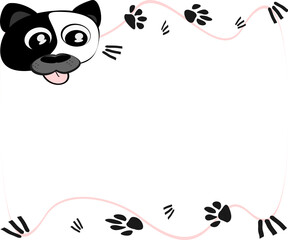 Fototapeta premium puppy black cute facing back and footprints white background vector illustration cute pet