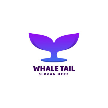 Vector Logo Illustration Whale Tail Gradient Colorful Style.