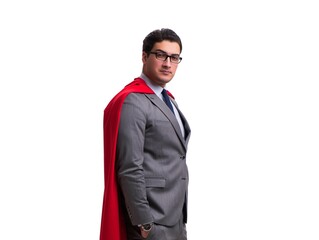 Super hero businessman isolated on white