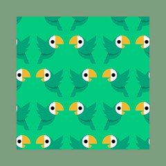 seamless parrot pattern .Flat design. Cartoon style. Cute and funny. For kids textile, wallpaper and wrapping paper