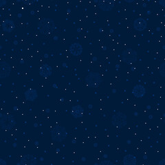 wintertime. blue repetitive background with dots and snowflakes. vector seamless pattern. christmas design template for greeting card, banner, flyer, cover, invitation. modern stylish texture