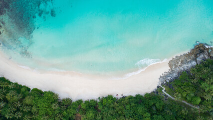 Amazing beach Aerial view of Tropical beach sea in the beautiful Phuket island Located at Freedom beach Phuket Thailand