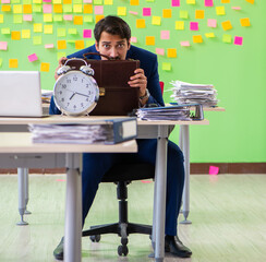Businessman with many conflicting priorities in time management