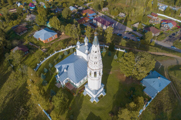 Above the ancient Transfiguration Cathedral on a sunny September day. Sudislavl. Kostroma region,...