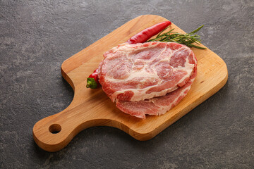 Raw pork meat neck steak
