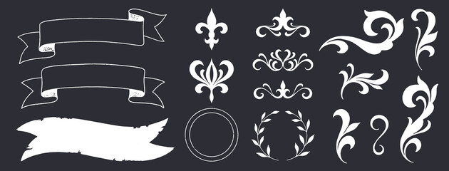 Textured Classic Vintage Victorian Text Decoration Ornaments Flourishes & Banners