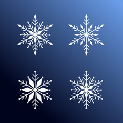 Set snowflakes on blue background. Christmas and New Year vector illustration