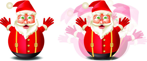 Cute Santa Claus as a Wobbling doll in flat style, isolated on white background. Vector illustration