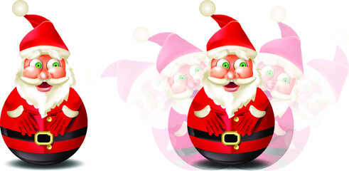 Cute Santa Claus as a Wobbling doll in flat style, isolated on white background. Vector illustration