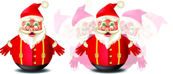 Cute Santa Claus as a Wobbling doll in flat style, isolated on white background. Vector illustration