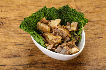 Baled lamb meat in the bowl