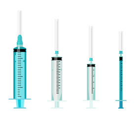 Syringes set vector illustration. Types of syringes.