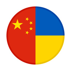 round icon with china and ukraine flags. vector illustration isolated on white background	
