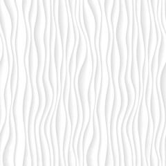 Wavy line tile, white seamless texture. Abstract wave pattern, nature geometric surface. Ripple background for the interior wall 3d design. Illustration
