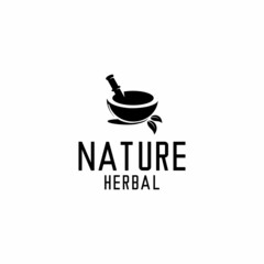 herbal logo illustration vector, leaves, bowl vector