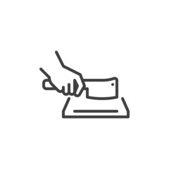 Hand chopping board line icon