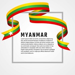 ribbon shape myanmar flag background template