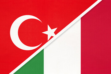 Turkey and Italy, symbol of country. Turkish vs Italian national flag
