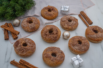 gingerbread christmas donuts with cinnamon sugar
