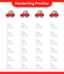 Handwriting practice. Tracing lines of Car. Educational children game, printable worksheet, vector illustration