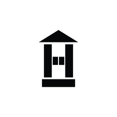 initials logo H design illustrating a house or building