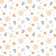 Seamless pattern with a Christmas theme isolated on a white background. Flat style. Vector illustration