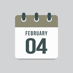 Icon day date 4 February, template calendar page