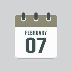Icon day date 7 February, template calendar page