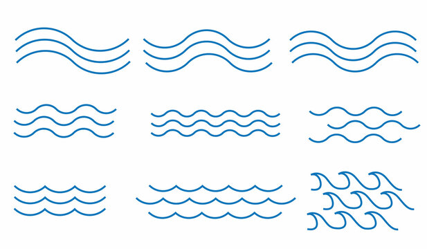 Wave icon set by line