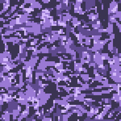 Digital camouflage pattern background, seamless vector . Classic military clothing style. Masking army camo, repeat print for wallpapers or prints on fabric. Purple colors, violet texture