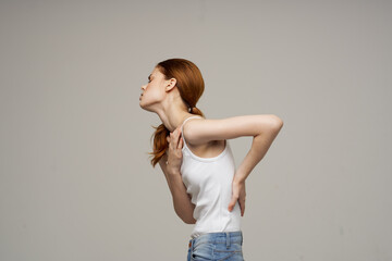 woman back pain health problems osteoporosis isolated background