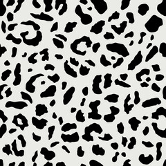 Abstract animal skin, leopard seamless pattern. Jaguar or cheetah fur. Black and white seamless camouflage background. Vector