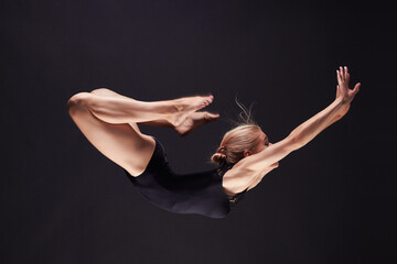 dancing ballet girl. beauty jumping young gymnast woman
