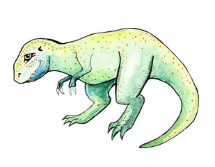 Tyrannosaurus cartoon green and watercolor