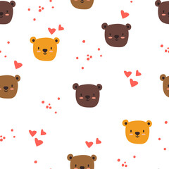 Cute animals, baby seamless hand drawn pattern. Digital paper with bears. Vector illustration.	