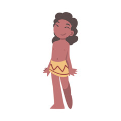 African Little Girl in Traditional Tribal Clothing Vector Illustration