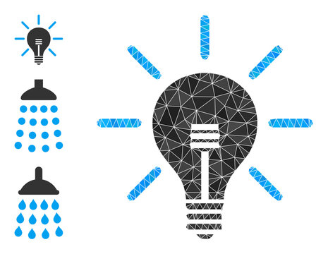 lowpoly light bulb icon, and similar icons. Polygonal light bulb vector combined from randomized triangles. Flat geometric polygonal illustration created from light bulb pictogram.