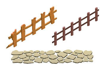 Obraz premium Vector wooden fence over the white background