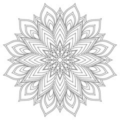 Geometric flower. Contour drawing of a mandala on a white background. Vector illustration