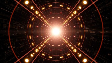 Shining Orange Light Tunnel Background